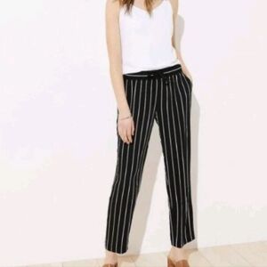 LOFT Black and White Striped Straight Leg Pants